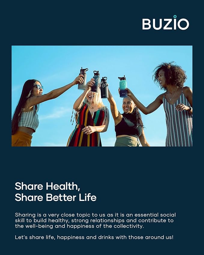 BUZIO 32 oz Water Bottle Insulated with Straw & 3 lid and Carrying Pouch, Leak Proof Anti-Slip Stainless Steel Water Flask Jug, Cold for 48 Hrs Double Vacuum Thermo Canteen, Pearlescent Red Black-GravixFit