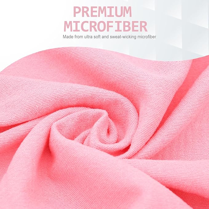 Eunzel Yoga Towel,Hot Yoga Mat Towel with Grip Dots Sweat Absorbent Non-Slip for Hot Yoga, Pilates and Workout 24" x72", Pink-GravixFit