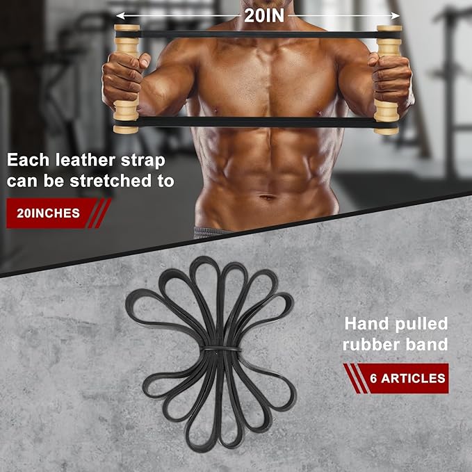 Upgraded Rip Stick - Wooden Rpistick with 6 Elastic Band, Arm Exercise Equipment, Shoulder and Resistance Training, Chest and Core Workout Equipment, Muscle Building Accessories, Home, Gym, Adjustable-GravixFit