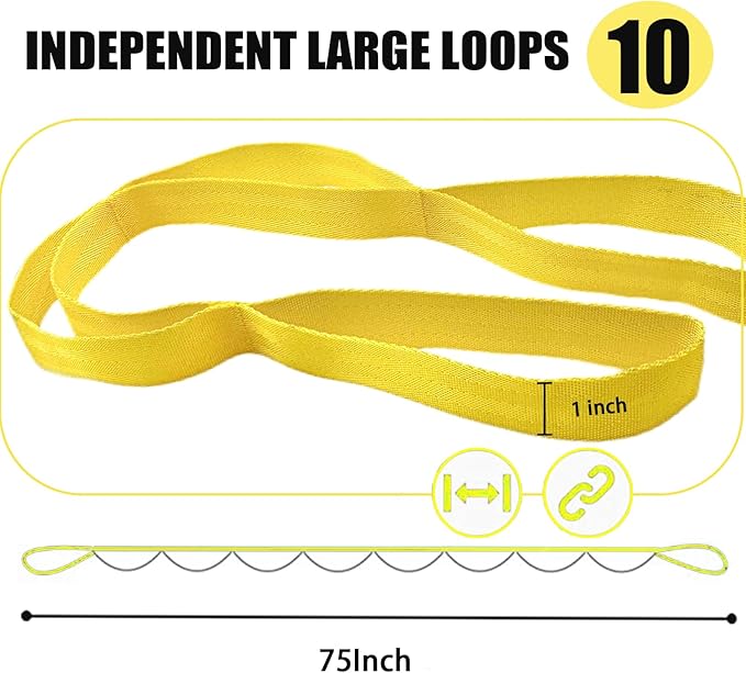 Stretching Strap Yoga Strap with Loops, Stretch Straps for Physical Therapy, Non-Elastic Exercise Strap for Pilates, Dance and Gymnastics with Workout Guide-GravixFit