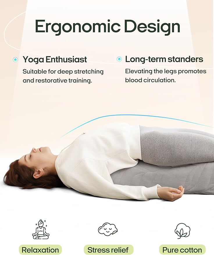 Zonli Yoga Bolster Pillow for Meditation & Restorative Yoga - Rectangular Support Cushion with Removable Cotton Cover & Carry Handle, 26"x11"x7"-GravixFit