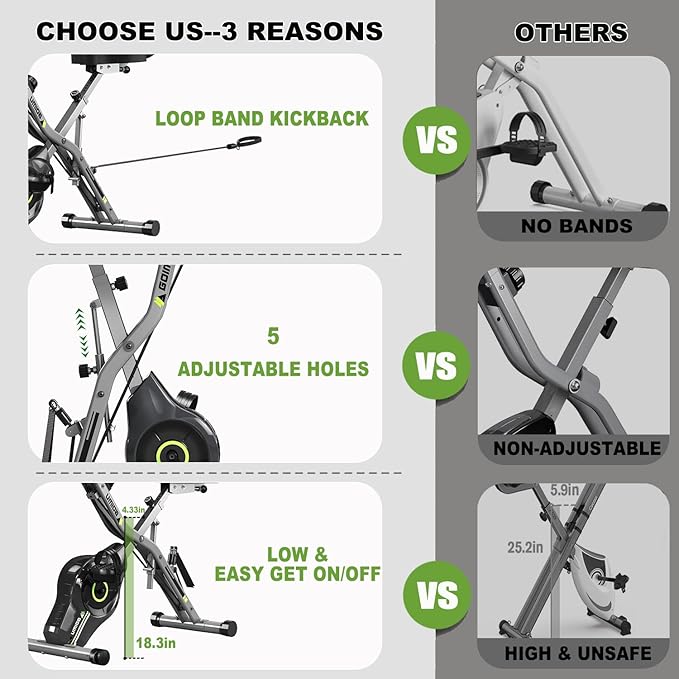 Exercise Bike, 5 in 1 Foldable Stationary Bike for Seniors, 16-Level Adjustable Magentic Resistance, Indoor Workout Bike with 330LB Capacity, Comfortable Seat Backrest X-bike-GravixFit