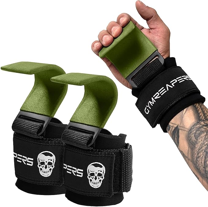 Gymreapers Weight Lifting Hooks (Pair), Heavy Duty Power Wrist Straps Hand Grip Support For Deadlifts, Pull Ups, Shrugs - Gym Gloves For Men and Women-GravixFit