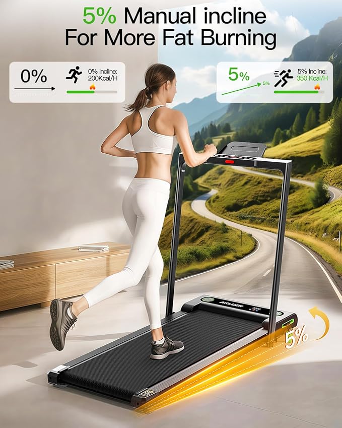 Walking Pad Treadmill, 330lbs Capacity, Compact Walking Pad, 2.5HP Desk Treadmills, 45dB Silent Operation, Foldable Treadmill with Remote Control, for Home Office-GravixFit