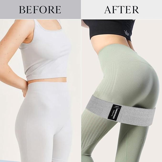 Wide Fabric Resistance Bands Set for Working Out, Non-Slip Exercise Booty Bands for Women & Men Leg and Glutes with Hair Ties and Tape Measure - for Home Gym Workout, Yoga, Pilates-GravixFit