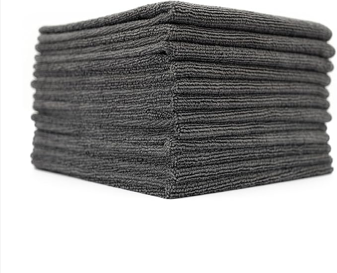 The Rag Company - All-Purpose Microfiber Terry Cleaning Towels - Commercial Grade, Highly Absorbent, Lint-Free, Streak-Free, Kitchens, Bathrooms, Offices, 300gsm, 16in x 16in, Grey (12-Pack)-GravixFit