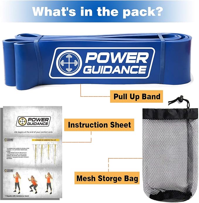 POWER GUIDANCE Pull Up Assist Bands - Stretch Resistance Band - Mobility Band - Powerlifting Bands - by Perfect for Body Stretching, Powerlifting, Resistance Training-GravixFit