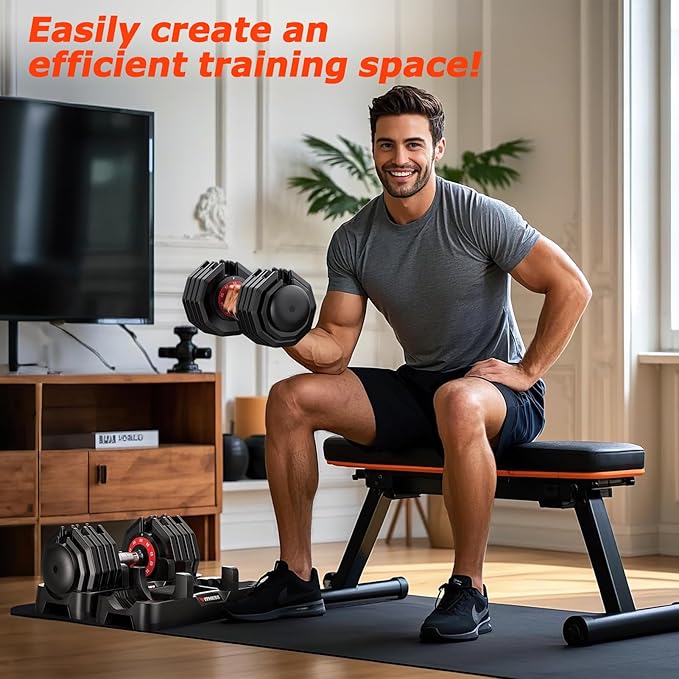 Adjustable Dumbbells Set of 2, 1 Hand Adjustable Weights Dumbbells Set, 5 in 1/10 in 1 Free Dumbbell with Anti-Slip Texture Handle, 25/55/80lb Pair Weight Set For Home Gym Suit both Men and Women-GravixFit