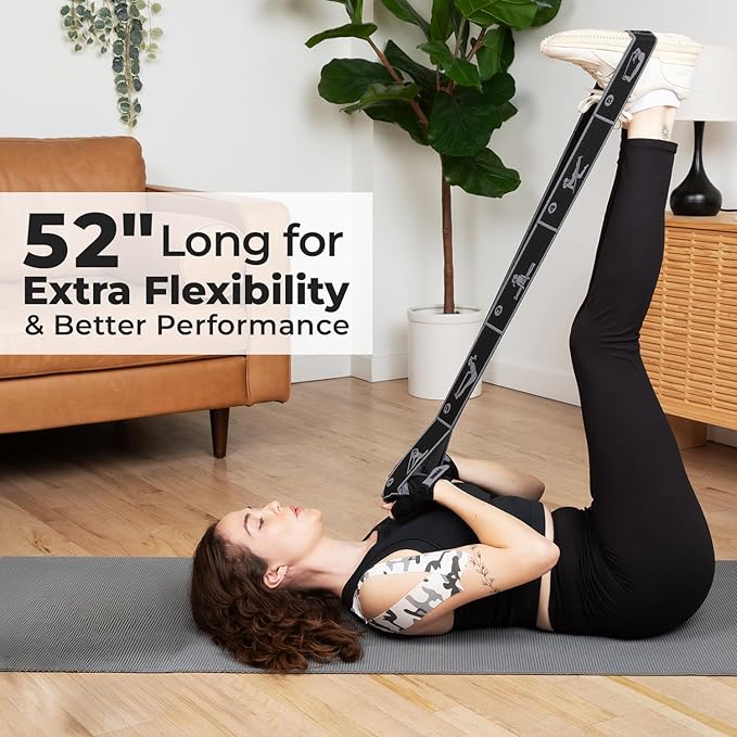 Elastic Yoga Strap with 11 Loops – Premium Stretch Band for Flexibility, Physical Therapy, Pilates, Leg & Full-Body Exercises – Non-Slip Fabric Resistance Band for Mobility & Strength Training-GravixFit