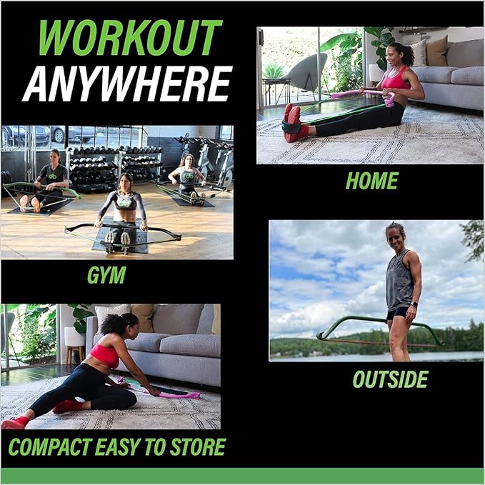 Lite Gorilla Bow Portable Home Gym Resistance Bands and Bar System for Travel, Fitness, Weightlifting and Exercise Kit, Full Body Workout Equipment Set-GravixFit