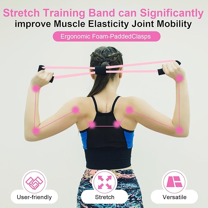 Figure 8 Shaped Resistance Bands -4-Pack Workout Bands with Handles Figure, 8 Exercise Bands for arm Shoulder Stretching, Leg Stretching, Yoga, Pilates, Home Gym Workout Equipment for Women Men-GravixFit