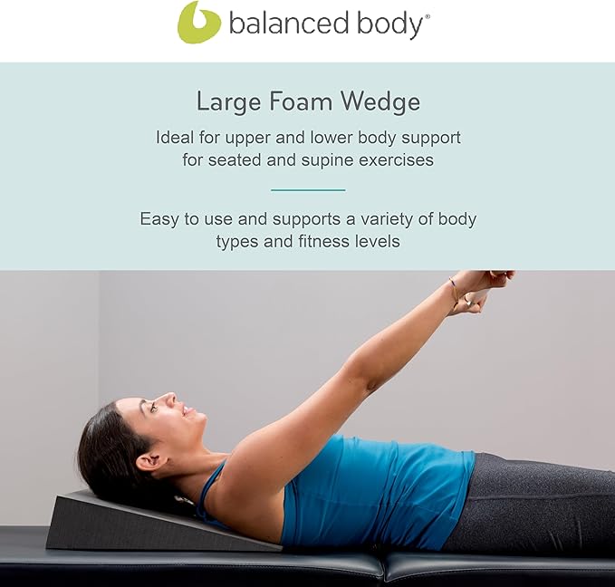 Balanced Body Large Foam Wedge, Pilates Reformer Accessory, Workout Wedge for Home Gym or Studio, Black-GravixFit