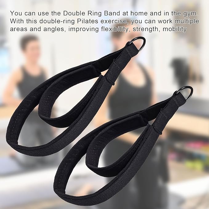 Pilates Double Loop Straps for Reformer, D Ring Straps Handle, Yoga Exercise Straps, 2 PCS-GravixFit