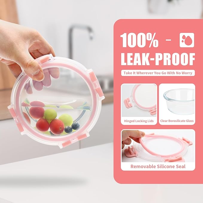 12 Pack 13oz Small Glass Food Storage Containers with Lids Airtight, Leak-Proof Round Meal Prep Containers Set, Freezer to Microwave Safe, Dishwasher Safe-GravixFit