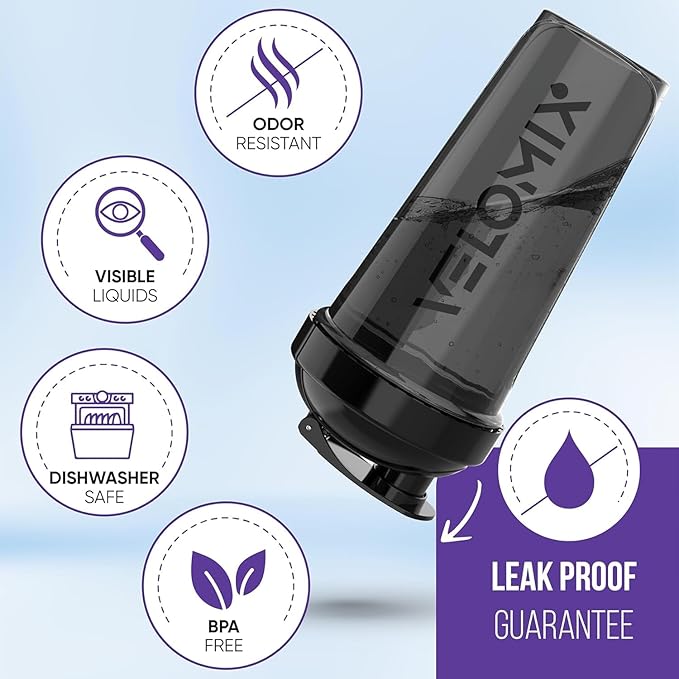 '-2 Pack- 28 oz Protein Shaker Bottles for Protein Mixes - 2x Wire Whisk | Leak Proof Shaker Cups for Protein Shakes | Protein Shaker Bottle Pack | Shakers for Protein Shakes-Purple&Black-GravixFit