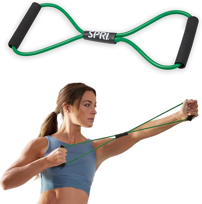 SPRI Ultra Toner Figure 8 Resistance Band with Padded Handles Great for Stretch, Exercise, Fitness Training, Yoga, Resistance Weights, Therapy, Gym or Home Workout Equipment.-GravixFit