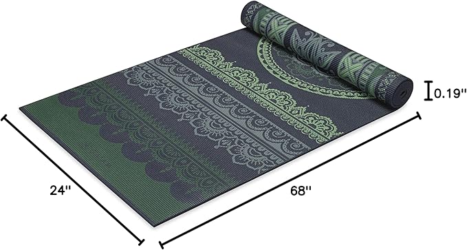 Gaiam Yoga Mat - Premium 6mm Print Reversible Extra Thick Non Slip Exercise & Fitness Mat for All Types of Yoga, Pilates & Floor Workouts (68" x 24" x 6mm Thick)-GravixFit