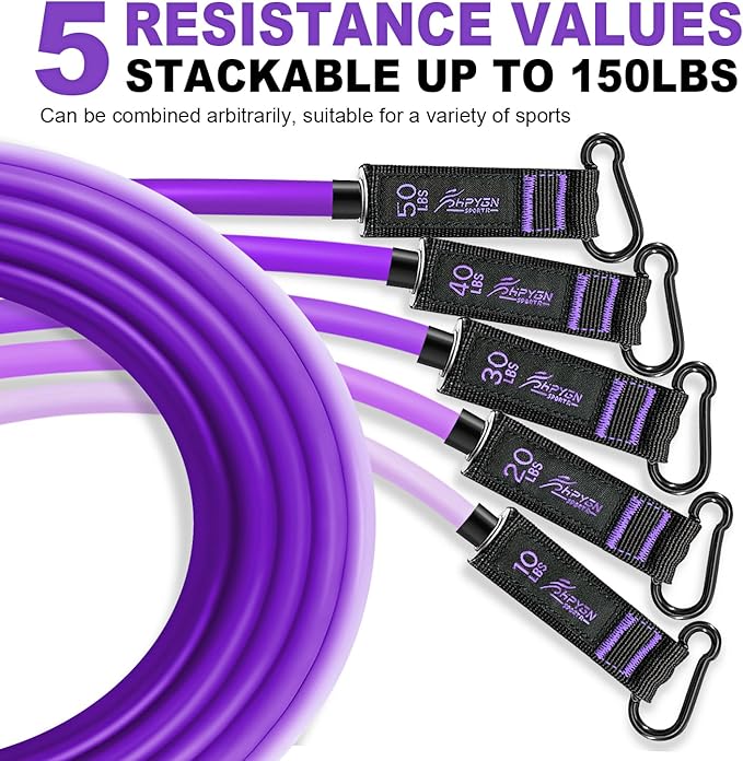 HPYGN Resistance Bands, Exercise Bands with Handles, Fitness Bands, Workout Bands with Door Anchor and Ankle Straps, for Heavy Resistance Training, Physical Therapy, Shape Body, Yoga, Home Workout Set-GravixFit