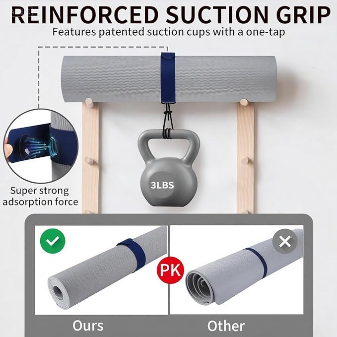 25" Yoga Mat Strap | Slap Band Holder for Carrying and Storage Mats | Rolled Scrunchie Yoga Essential Accessory-GravixFit