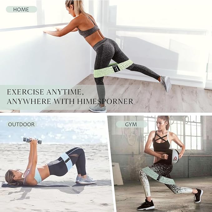 Wide Fabric Resistance Bands for Working Out, 3 Level Non-Slip Exercise Booty Bands for Women & Men Leg and Glutes with Hair Ties and Tape Measure - for Home Gym Workout, Yoga, Pilates-GravixFit