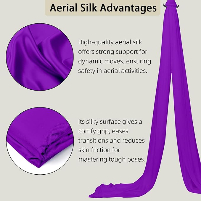 15/25 Yards Aerial Silk Professional Indoor Aerial Yoga Hammock Fabric Outdoor Fitness Silk for Dance, Circus Training, Home Gym-GravixFit