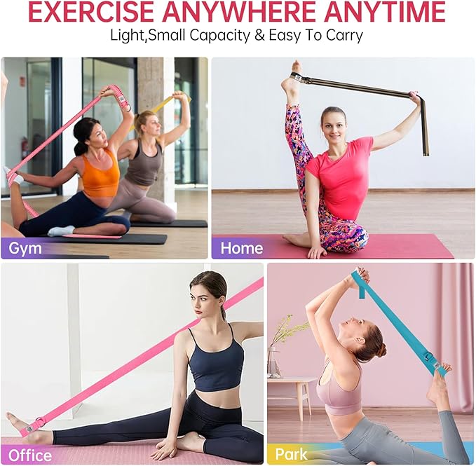 Yoga Exercise Adjustable Straps 8FT with Durable D-Ring for Pilates & Gym Workouts | Hold Poses, Stretch, Improve Flexibility & Maintain Balance-GravixFit