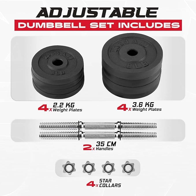 Yes4All Adjustable Dumbbell Set with Weight Plates/Connector - Exercise & Workout Equipment - Size Options 40lbs to 200lbs-GravixFit