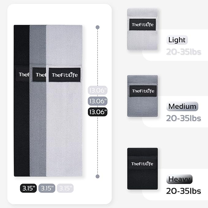 TheFitLife Resistance Exercise Bands for Women - Fabric Workout Bands for Booty, Hip, Glute, Leg, Thigh, Squat, Butt Lift Excersize and Fitness Loop Bands for Home Gym-GravixFit