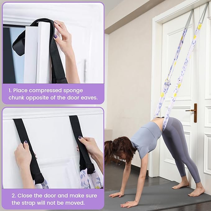 JOFREY Leg Stretcher Strap, Stretching Equipment with Door Anchor Flexibility Trainer Backbend Assist for Dance Aerial Yoga Ballet Leg Stretching Exercise…-GravixFit