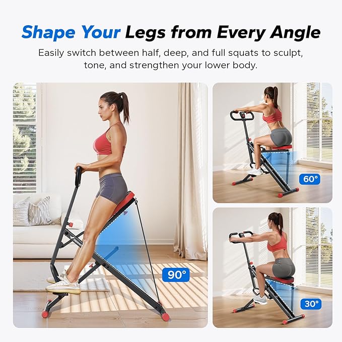 Squat Machine, MERACH R07 2 in 1 Squat Rowing Machine, Easy Setup & Foldable Exercise Equipment, Glute Trainer Machine, Glutes & Leg Home Workout Machine-GravixFit