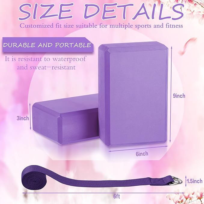 Outus 20 Pack Yoga Blocks and Straps Non-Slip EVA Foam Blocks with Metal D Ring Straps for Gym Exercise and Workout-GravixFit