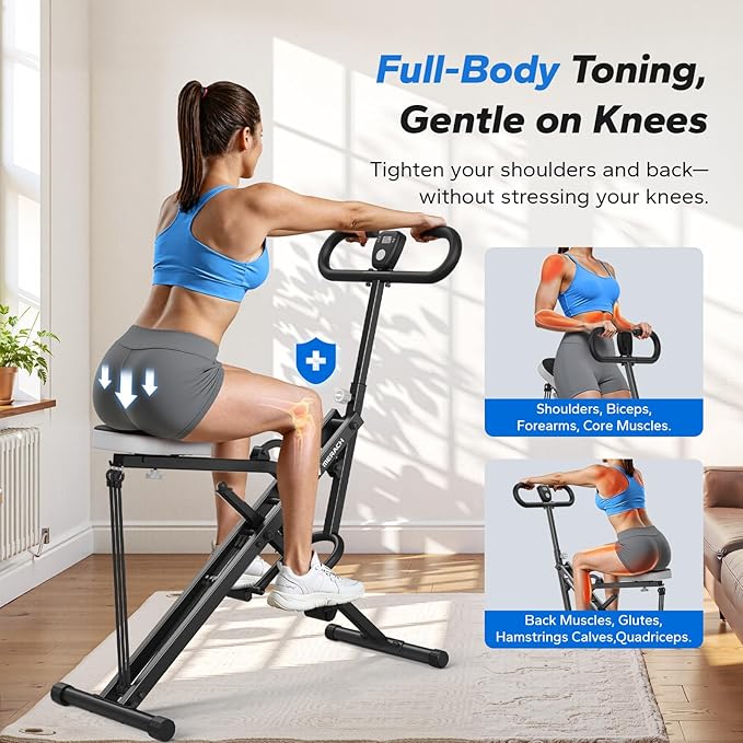 Squat Machine, MERACH R07 2 in 1 Squat Rowing Machine, Easy Setup & Foldable Exercise Equipment, Glute Trainer Machine, Glutes & Leg Home Workout Machine-GravixFit