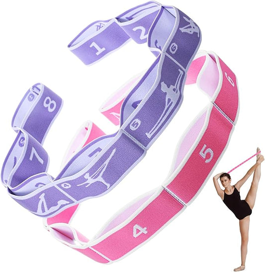 2Pcs Stretching Strap for Kids, Elastic Yoga Straps with Loops for Stretching Equipment, Kids Stretch Band, Resistance Bands, Gymnastics Stretch Band for Trainer Gymnastics Training, Yoga, Latin-GravixFit