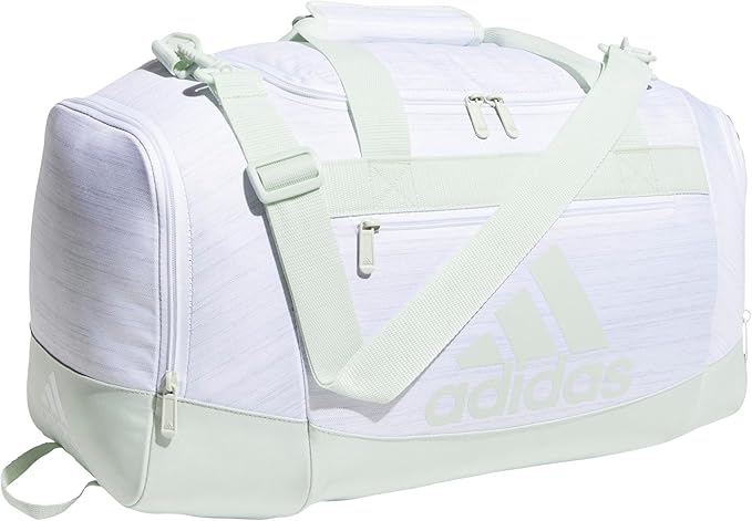 adidas Unisex Defender 4.0 Gym Duffel Bag for Men and Women, Two Tone White-Clear Onix/Linen Green, Small (38L)-GravixFit
