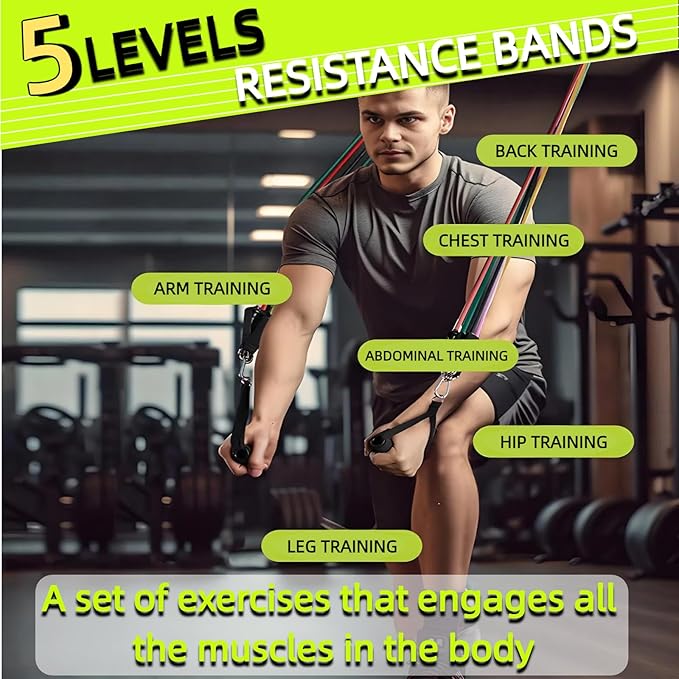 Exercise Bands Resistance Bands Set,Resistance Bands for Physical Therapy,Exercise Bands with Handles,Workout Bands Resistance for Women & Men(150 LBS)-GravixFit