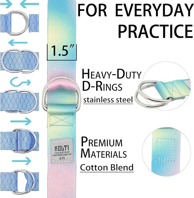 Yoga Exercise Adjustable Straps 8FT with Durable D-Ring for Pilates & Gym Workouts | Hold Poses, Stretch, Improve Flexibility & Maintain Balance-GravixFit