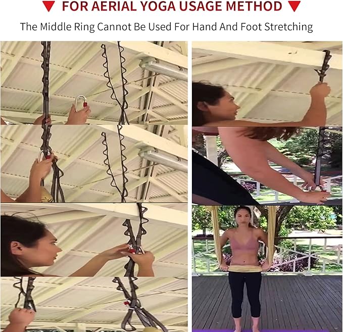Aerial Yoga Hammock Daisy Chains Strap, Strong 22kN Adjustable with 10 Loops, No Stretch, Climbing Strap Nylon Chain Sling for Aerial Yoga,Swing, Hammock, Suspension, Exercise-GravixFit