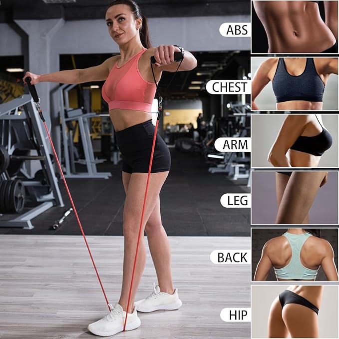 Resistance Bands, Resistance Band Set, Strength Training Fitness Bands, Exercise Bands for Men and Women, Resistance Bands with Handles, Door Anchor, for Shape Body and Home Workouts-GravixFit