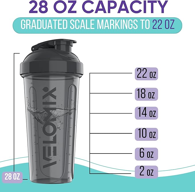 '-6 PACK- 28 oz Protein Shaker Bottle for Protein Mixes - 6x Wire Whisk | Leak Proof Shaker Cups for Protein Shakes | Protein Shaker Bottle Pack | Protein Shake Cup (Elemental Mix)-GravixFit