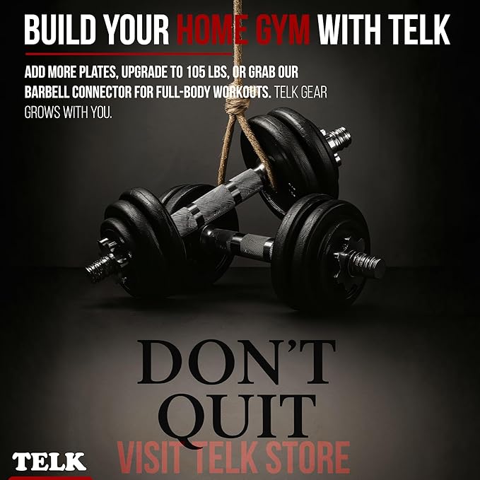 TELK – Adjustable Dumbbell Set – Home Gym Weight Set with Baked Enamel Cast Iron Plates – Space-Saving Free Weights for Strength Training-GravixFit