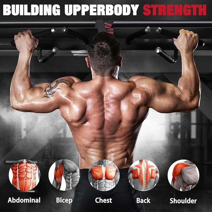 Pull Up Assistance Bands,Up to 300 lbs Assistance,Adjustable Heavy Duty 4 Resistance Bands for Pull up, with Feet/Knee Rest, Handle and Door Anchor for Home Gym Fitness Exercise Strength Training-GravixFit