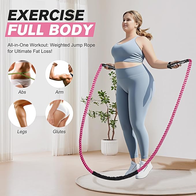 HPYGN Jump Rope, Weighted Jump Rope for Men women, 2.8lb 3.8lb 5lb Heavy Skipping Rope for Exercise, Adult Jumpropes for Home Workout, Improve Strength and Building Muscle,Total Body Workout Equipment-GravixFit