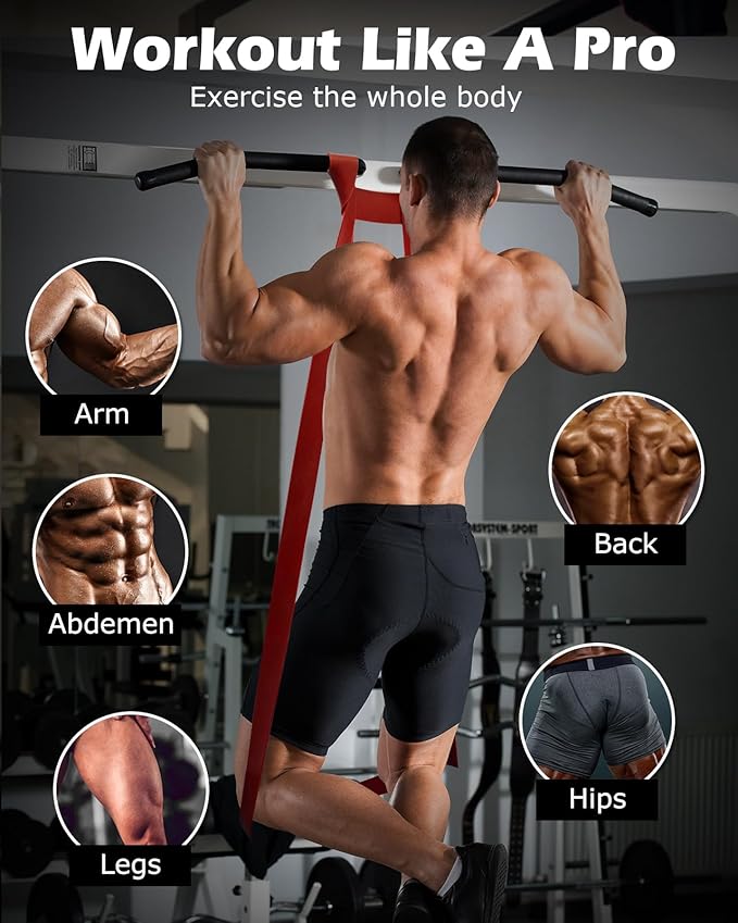 Zacro Resistance Bands, 6 Resistance Levels Pull Up Assistance Bands, Exercise Bands for Men&Women, Heavy Duty Resistance Band Set with Door Anchor, for Working Out, Muscle Training, Physical Therapy-GravixFit