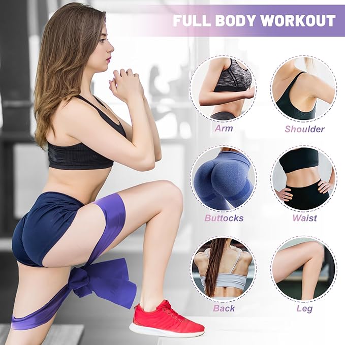 5 Pcs Resistance Bands, Professional Exercise Bands Elastic Stretch Bands for Fitness Yoga Pilates Stretching Strength Training, Workout Bands for Women and Men Home Gym-GravixFit