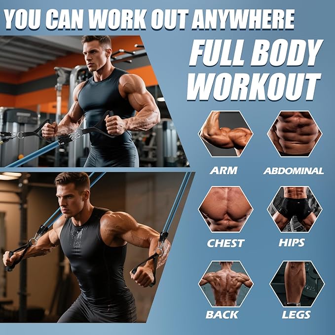 WHATAFIT Resistance Bands, Exercise Bands，Resistance Bands for Working Out, Work Out Bands with Handles for Men and Women Fitness, Strength Training Home Gym Equipment-GravixFit