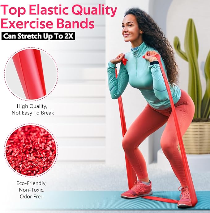 Resistance Bands for Working Out, Exercise Bands for Physical Therapy, Stretch, Recovery, Pilates, Rehab, Strength Training and Yoga Starter Set-GravixFit