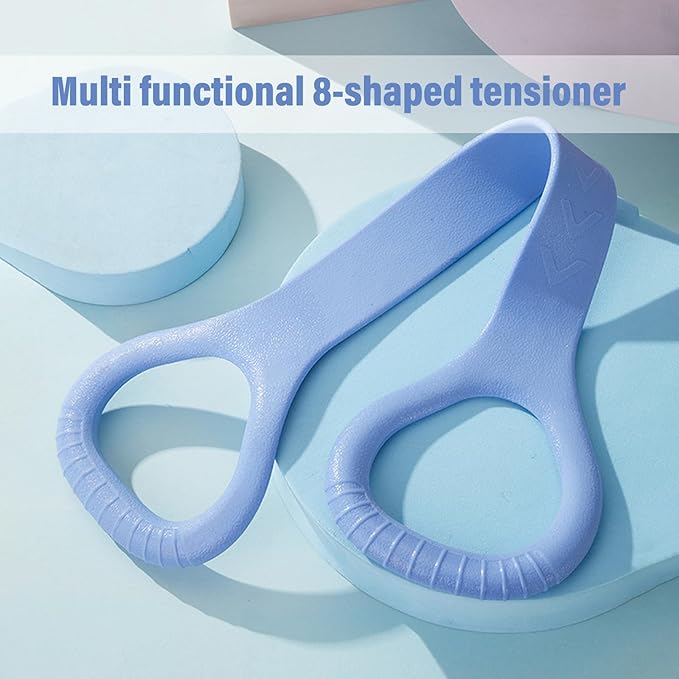 Figure 8 Fitness Resistance Band, Arm Back Shoulder Exercise Elastic Rope Stretch Fitness Band, Foot, Leg, Hand Stretcher, Arm Exerciser for Yoga Pilates Stretching Physical Therapy（Purple and Blue-GravixFit