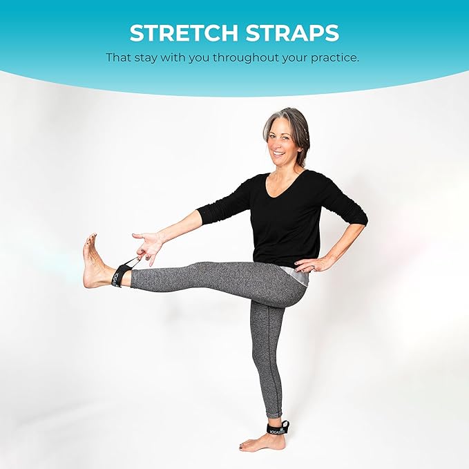 Stretch Straps for Yoga & Stretching - Increase Reach & Hold Poses Longer - Straps Stay w/You During Your Flow - Lightweight, Durable & Compact (2 Straps)-GravixFit