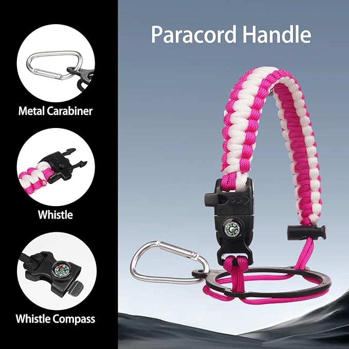 Insulated Water Bottle 64oz,Triple Wall Vacuum Stainless Steel(Dishwasher Safe),Leak Proof & Non-BPA,Flask Jug with Paracord Handle & Straw Spout Lids Sports-GravixFit