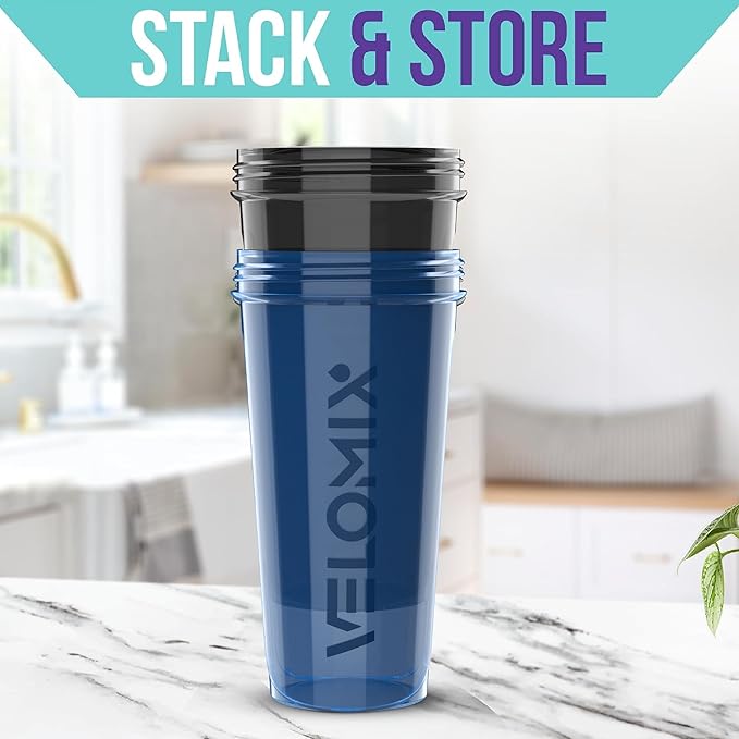 '-2 Pack- 28 oz Protein Shaker Bottles for Protein Mixes - 2x Wire Whisk | Leak Proof Shaker Cups for Protein Shakes | Protein Shaker Bottle Pack | Shakers for Protein Shakes-Blue&Black-GravixFit
